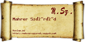 Mahrer Szórád névjegykártya